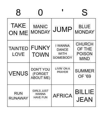 MEGGS MUSICAL BINGO Card