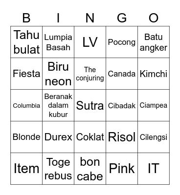 Jae Bingo Card