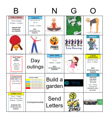 Silver Seniors Care Bingo Card