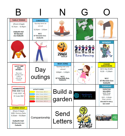 Silver Seniors Care Bingo Card