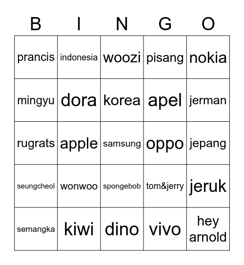 naye's Bingo Card
