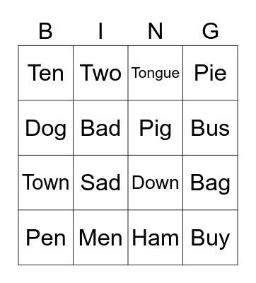 Phonics Bingo (B,P,A,E) Bingo Card