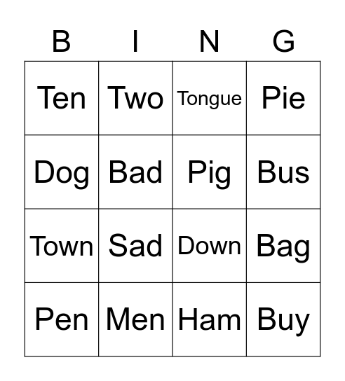 Phonics Bingo (B,P,A,E) Bingo Card