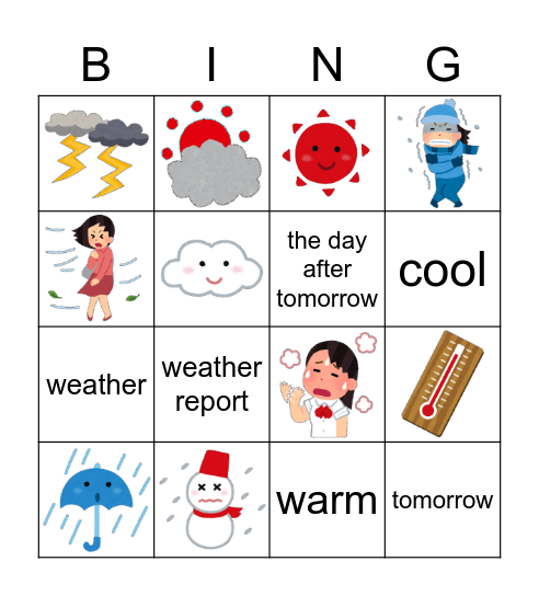 Weather Bingo Card