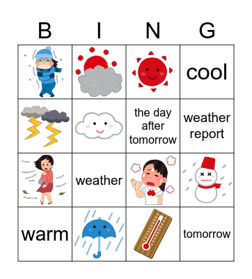 Weather Bingo Card