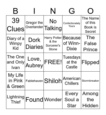 Book Bingo Card