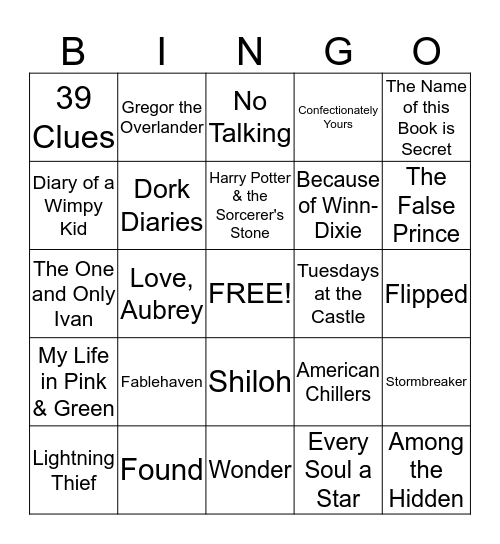 Book Bingo Card