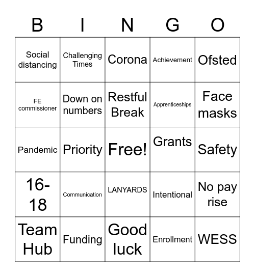 Briefing Bingo Card