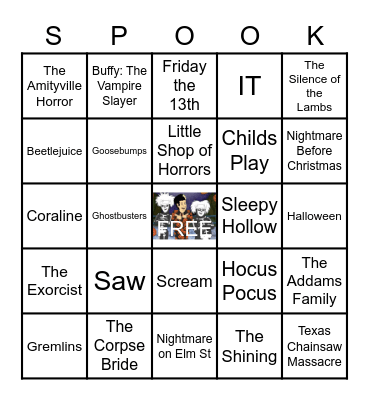 Spooky Time Movie Bingo Card