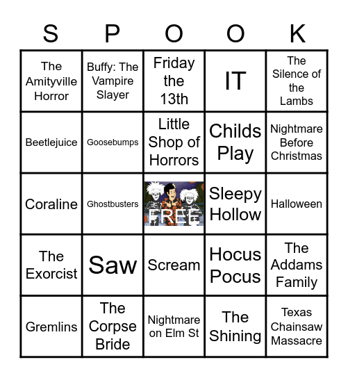 Spooky Time Movie Bingo Card