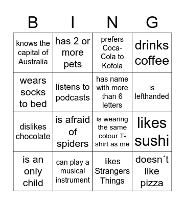 Find someone who Bingo Card