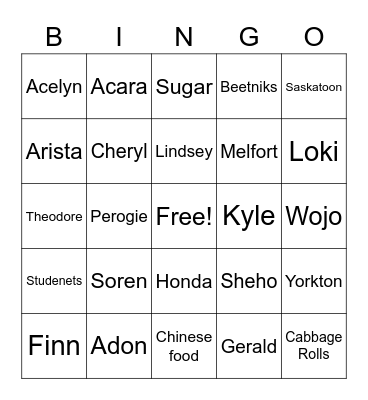 Baba's Bingo Card