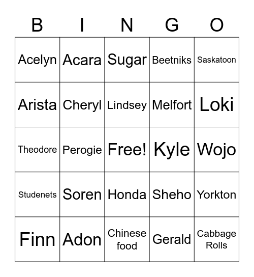 Baba's Bingo Card