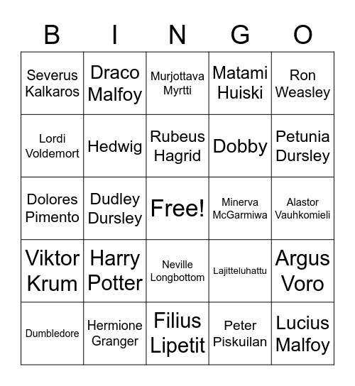 Katrin Potter polttarit Bingo Card