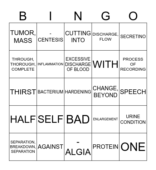 CHAPTER 3 SUFFIXES Bingo Card