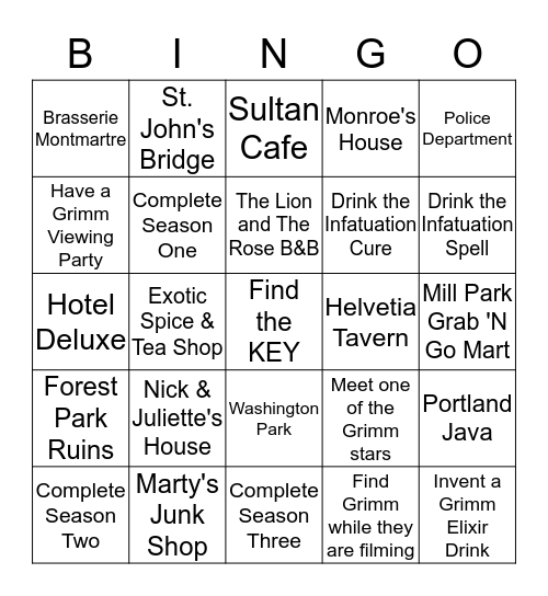 GRIMM BINGO Card