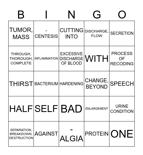 CHAPTER 3 - SUFFIXES Bingo Card