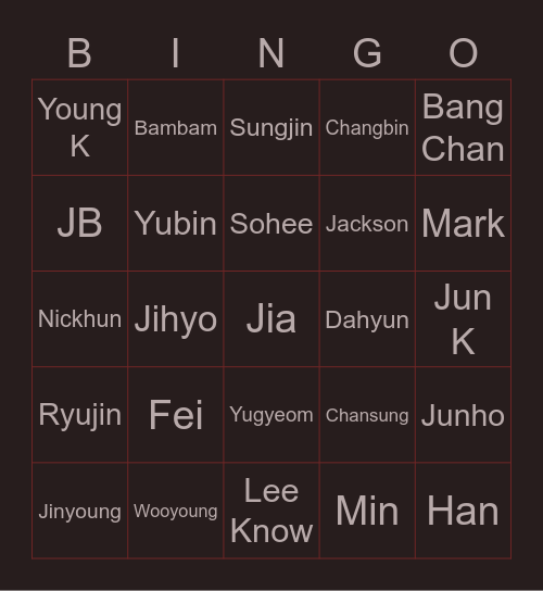 Je Wa Pi Bingo Card