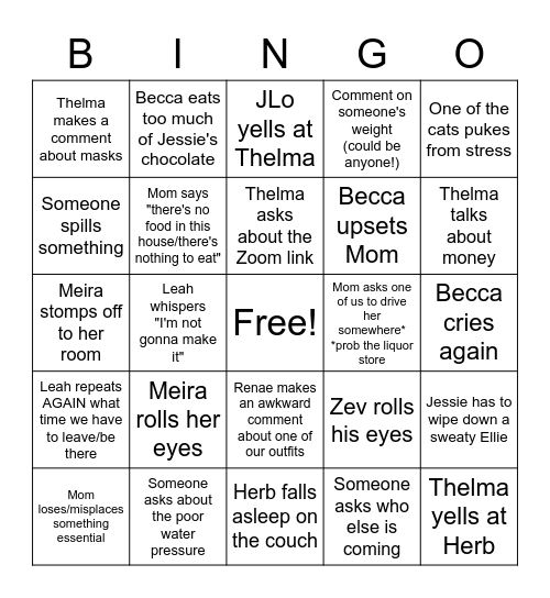 Bar Mizzy Bingo: Winner Gets a Year of Therapy! Bingo Card