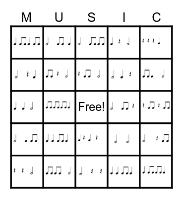 Rhythm Bingo - Half Note! Bingo Card