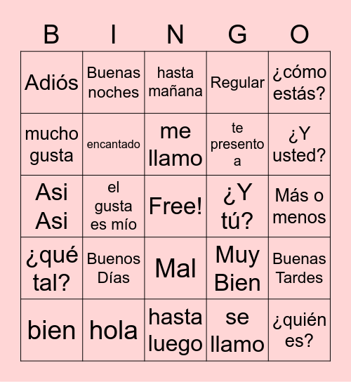 Greetings and Intro Bingo Card