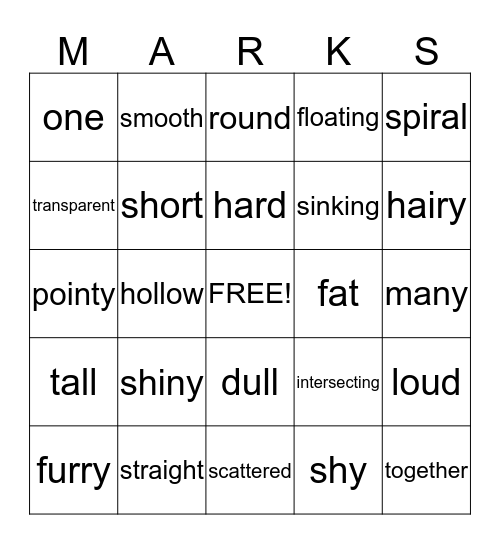 Making Marks Bingo Card