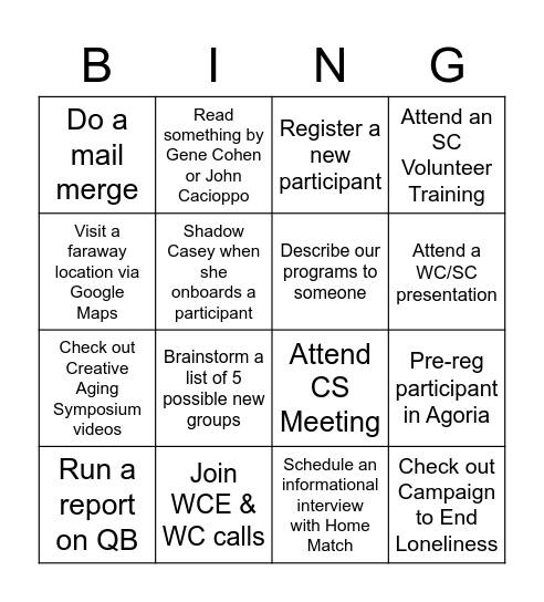 Melissa Bingo Card