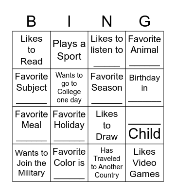 Get To Know Me Bingo Card
