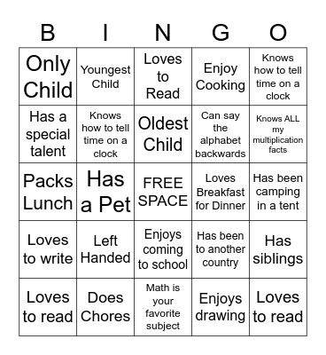 GET TO KNOW YOU BINGO Card