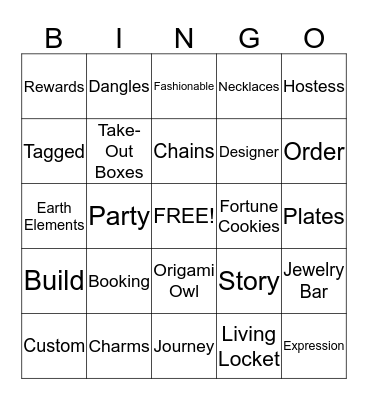 Origami Owl  Bingo Card