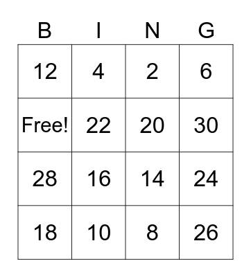 Double Facts Bingo Card