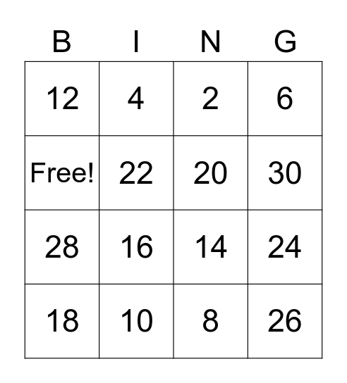 Double Facts Bingo Card