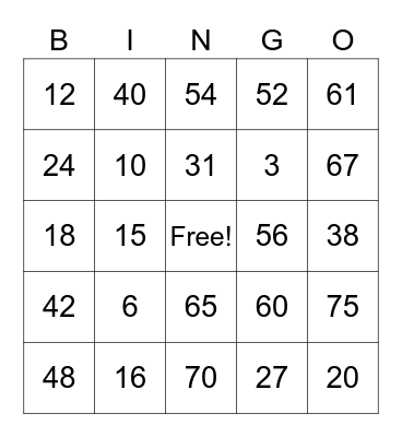 Sign Language Bingo Card