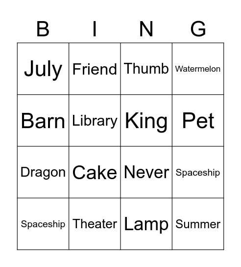 Untitled Bingo Card