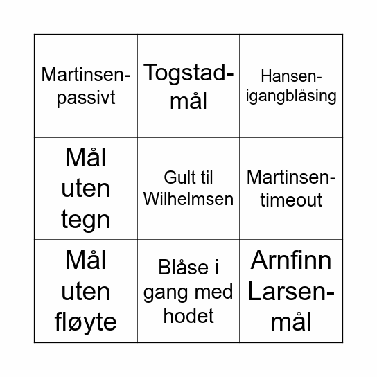 Fremstad-bingo Card