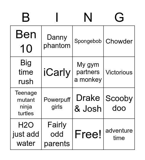 Tv shows Bingo Card