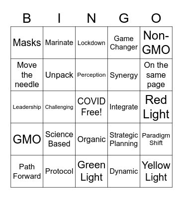 2020 eFU Bingo Card Bingo Card