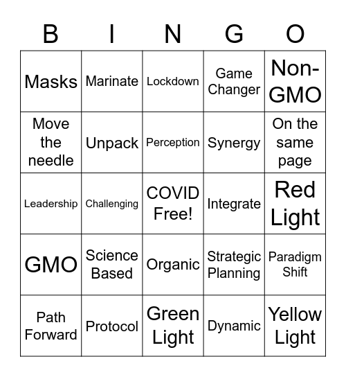 2020 eFU Bingo Card Bingo Card