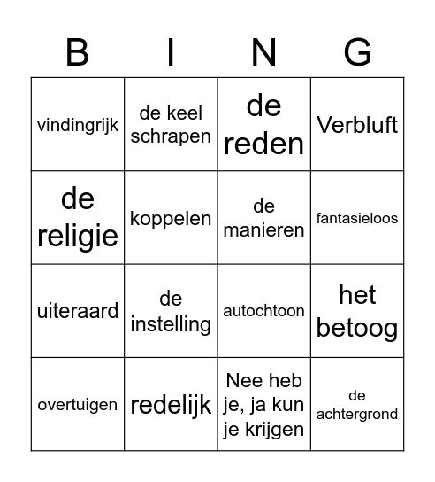 themawoorden les 11 Bingo Card