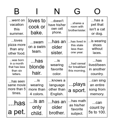 Find Someone Who... Bingo Card