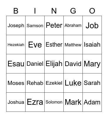 Bible Character Sketches Bingo Card