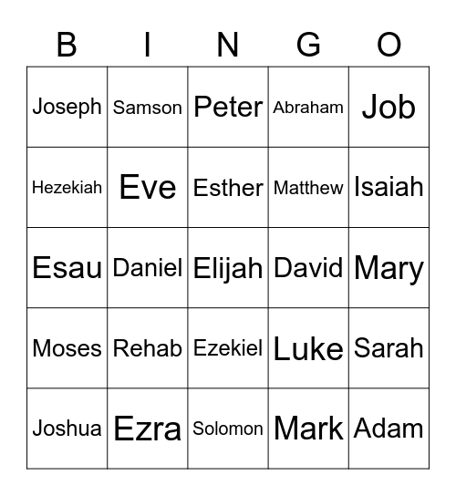 Bible Character Sketches Bingo Card
