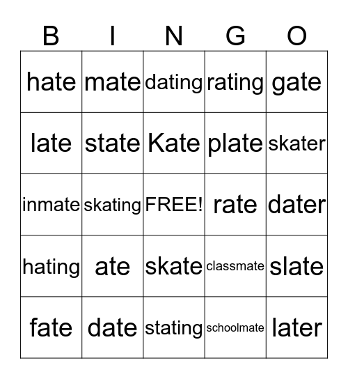 Ate Bingo Card