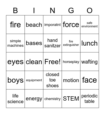 Welcome to School Bingo Card