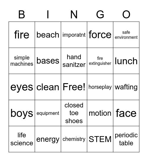 Welcome to School Bingo Card
