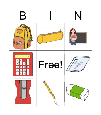 Back to school Bingo Card