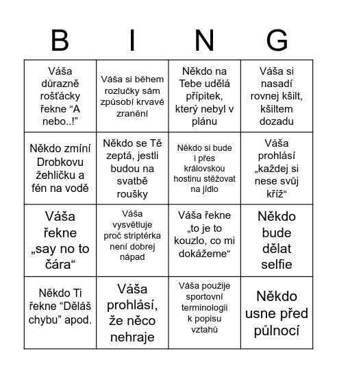 Vítězné Bingo Card