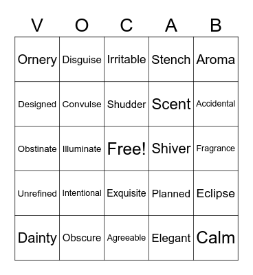 Word Nerds Cycle 1 Bingo Card