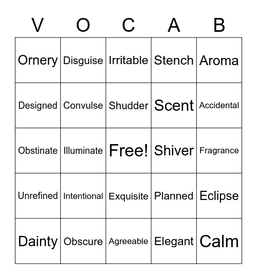 Word Nerds Cycle 1 Bingo Card