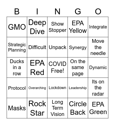 2020 eFU Bingo Card Bingo Card